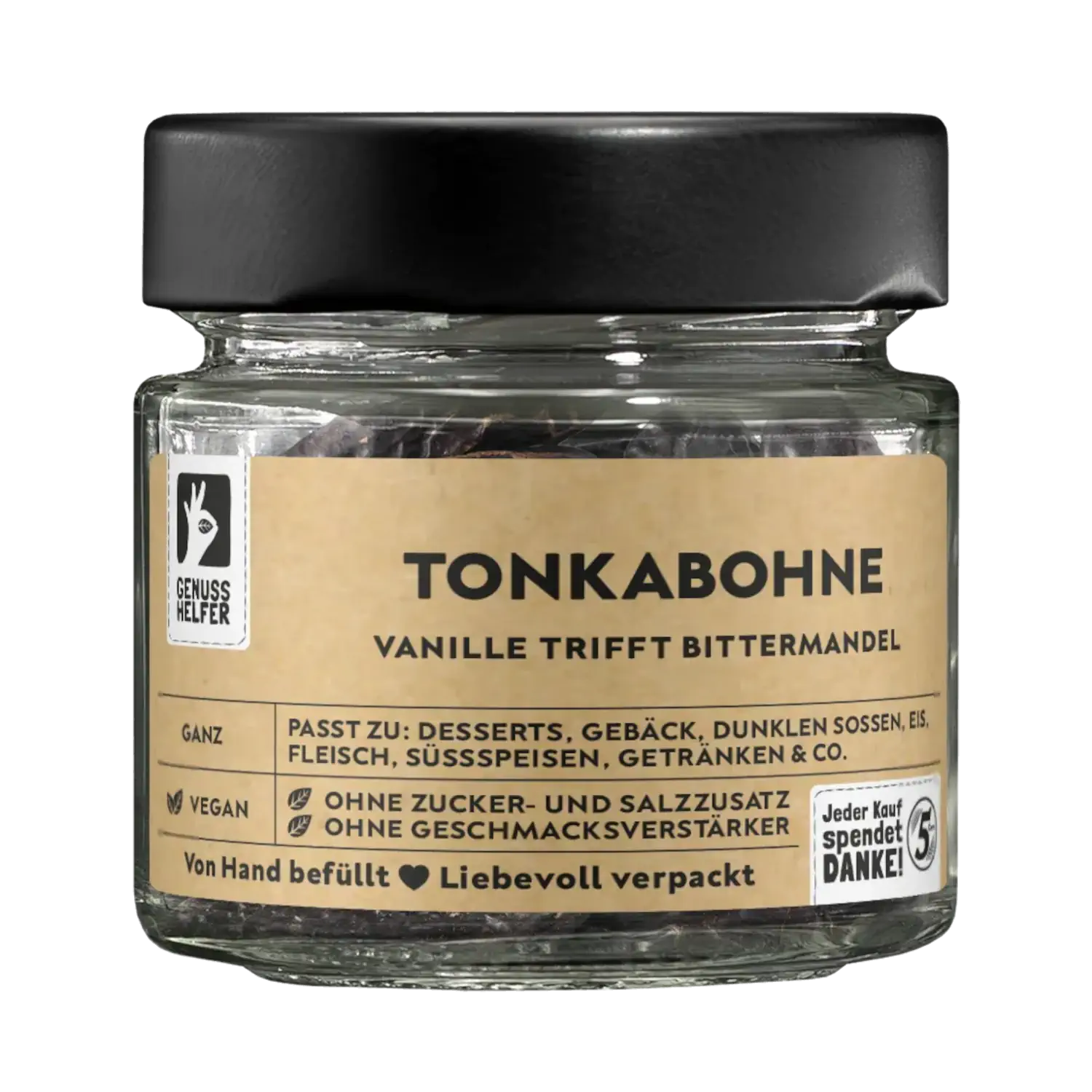 Tonkabohnen, ganz, im Glas