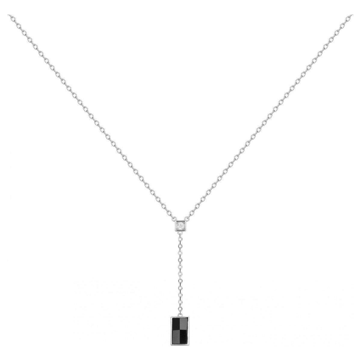 Collier Y en Argent avec oxyde de zirconium blanc