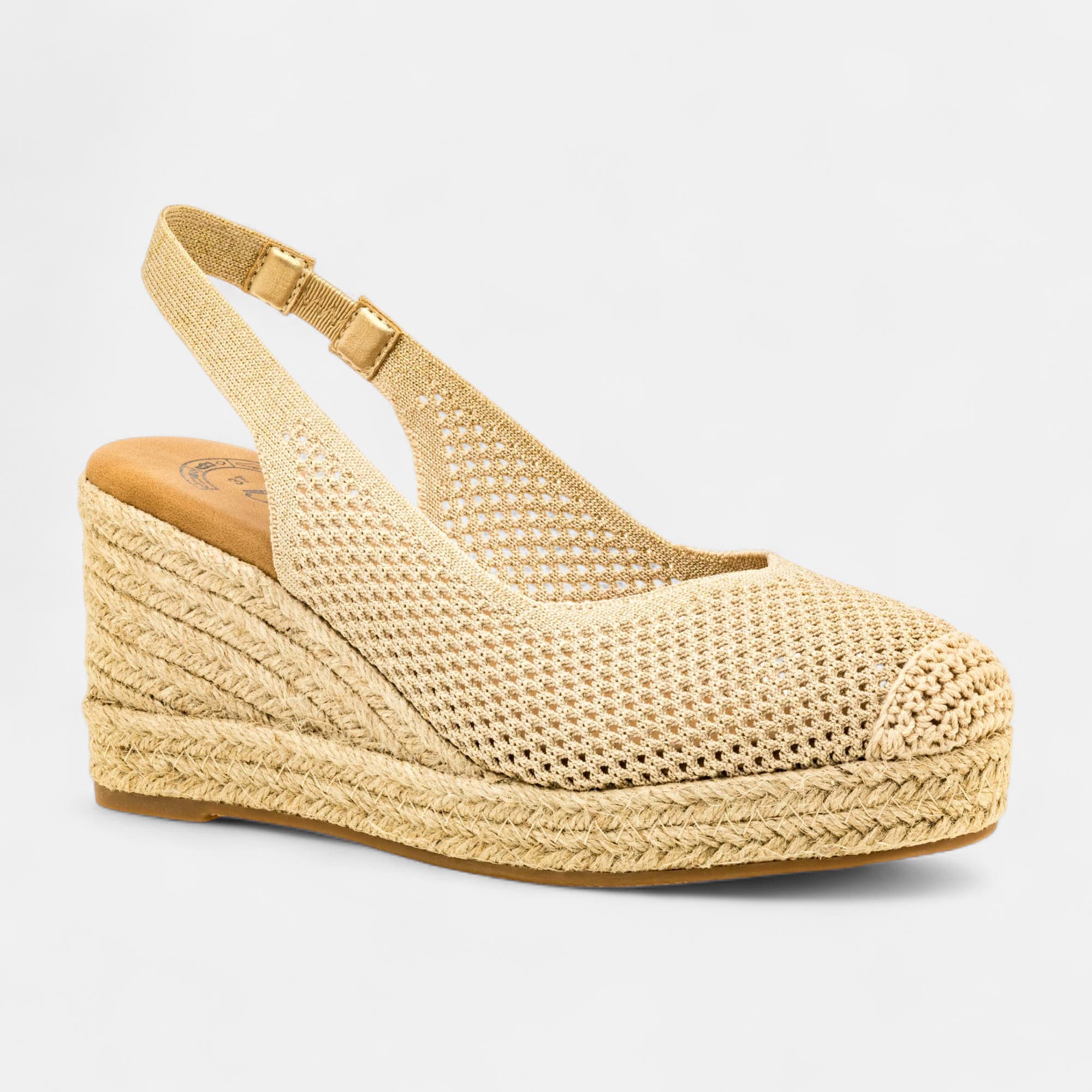 Espadrilles à talon compensé Femme or