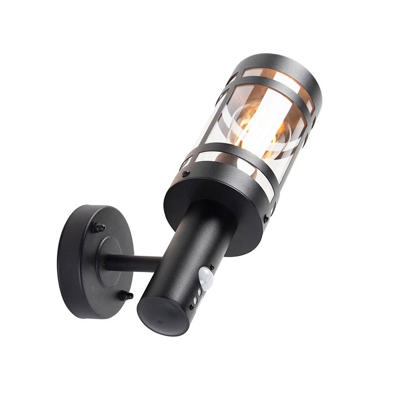 Buitenwandlamp zwart met bewegingssensor IP44 - Gleam