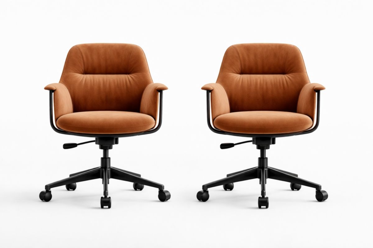 Bürostuhl Set höhenverstellbar Polyester Braun 60x60x90cm