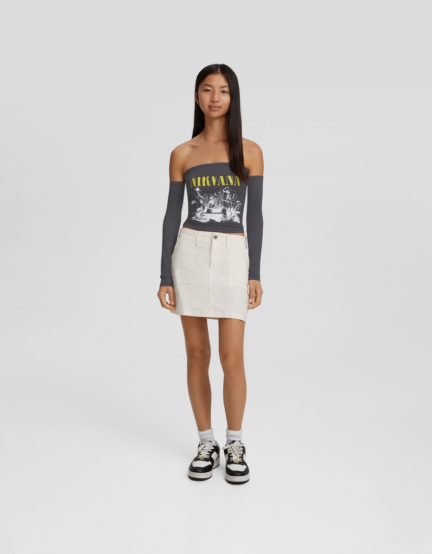 Camiseta de manga comprida com estampa do Nirvana