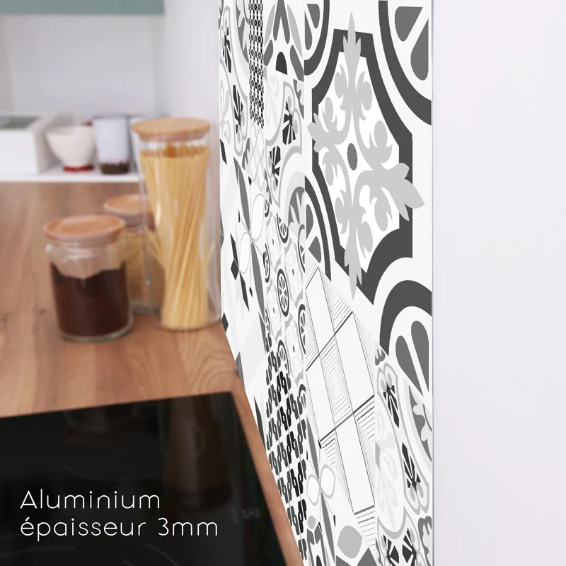 Crédence cuisine Fond de hotte ALU : L 90cm x H 70cm - NAPLES GRIS 99d