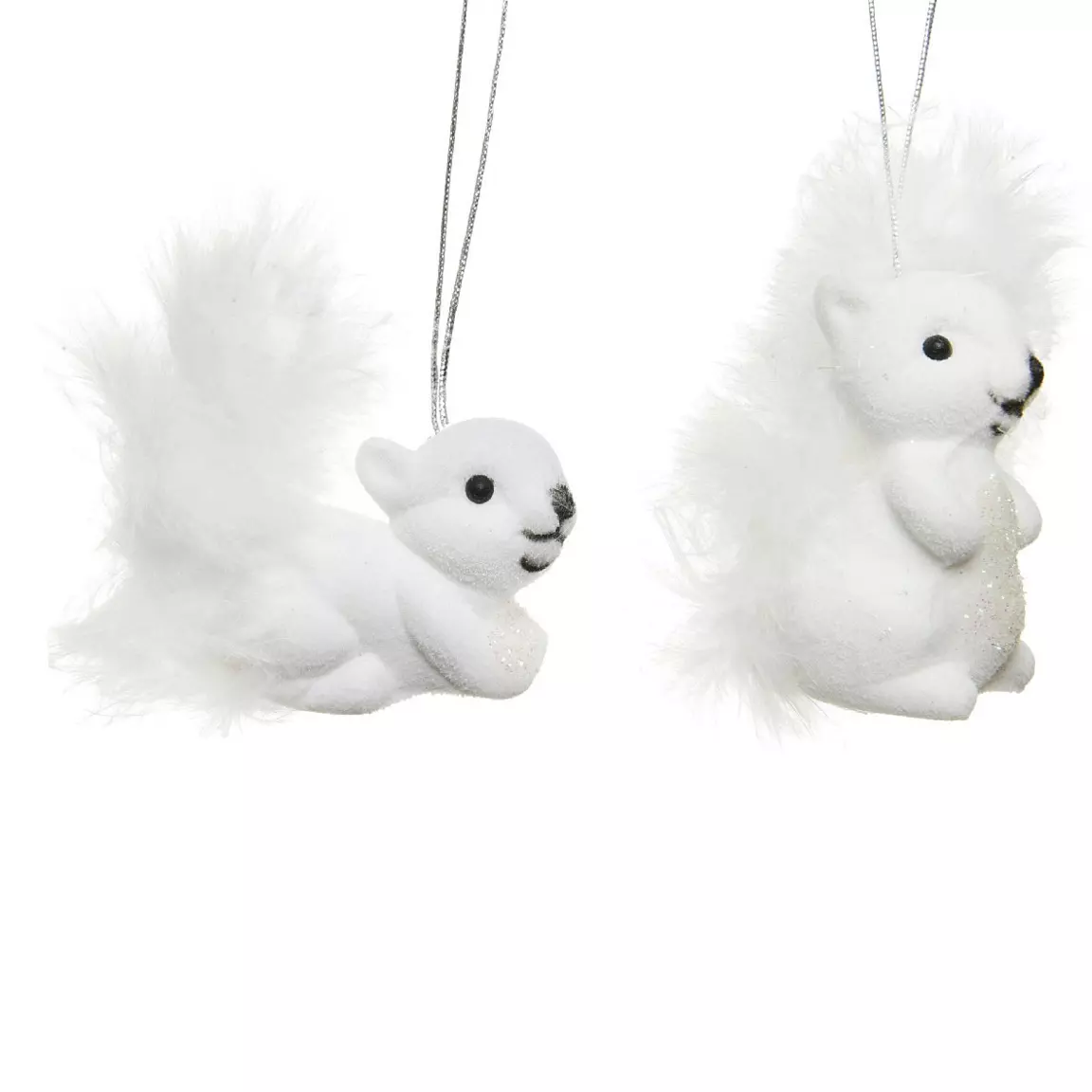 Lot de 2 écureuils à suspendre (H6 cm) Pilou Blanc