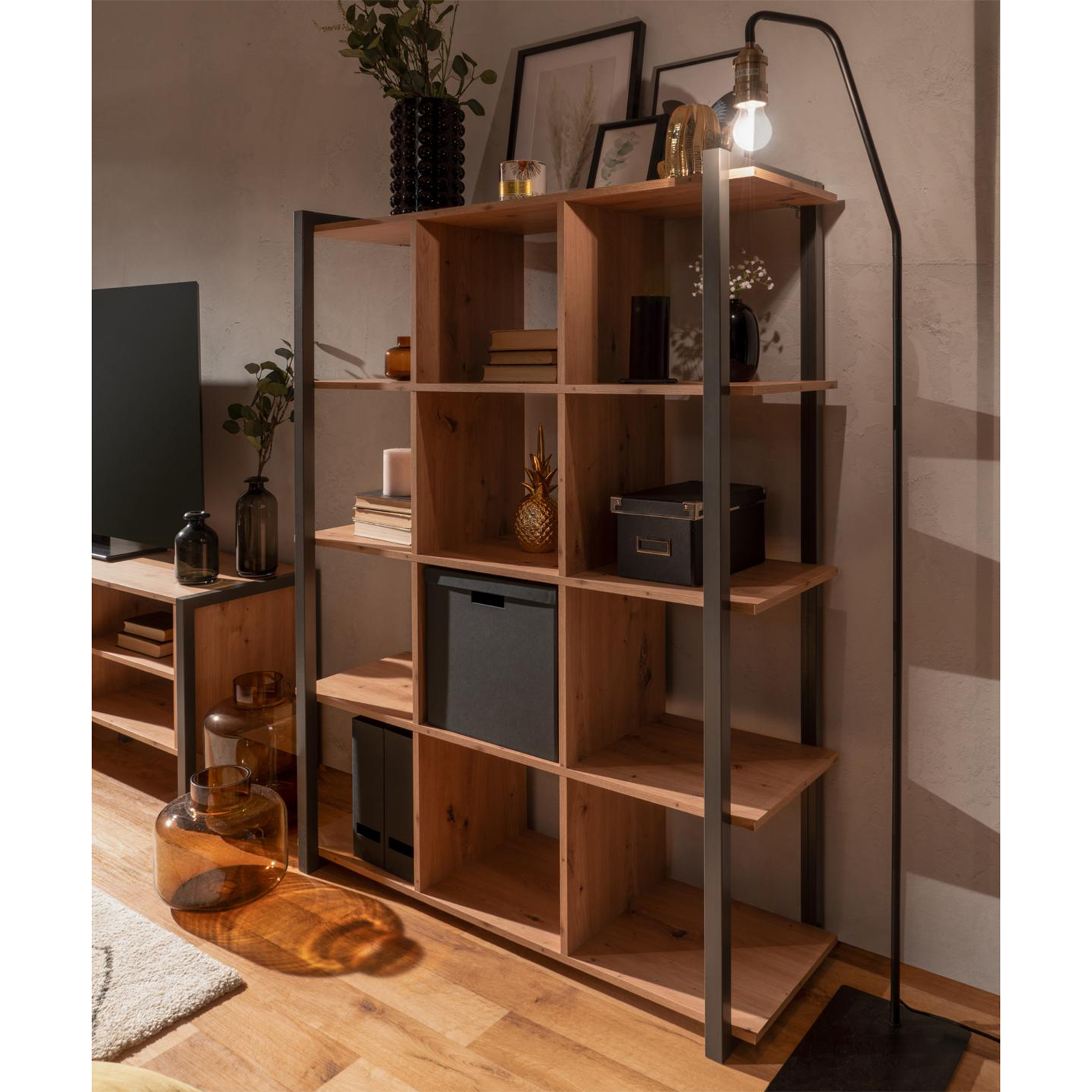 Standregal DENVER - Artisan Eiche-anthrazit - 145 cm