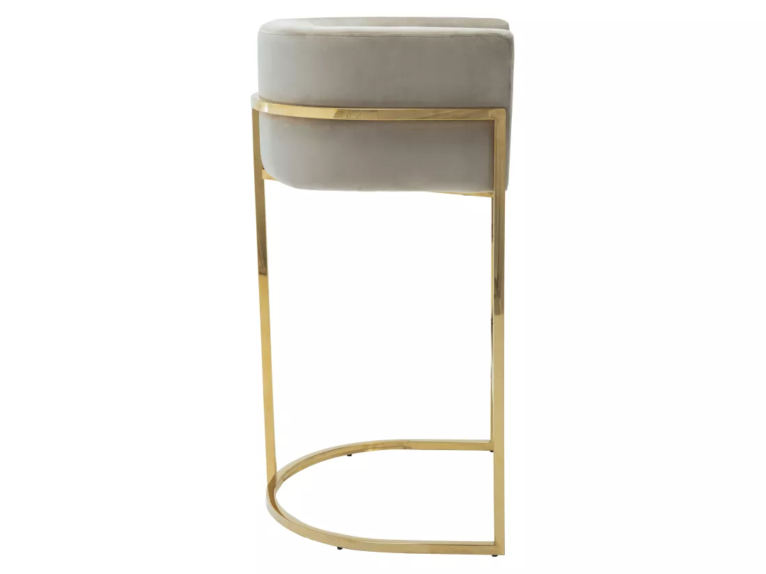 Lot de 2 tabourets de bar en velours et acier inoxydable - Beige et doré - PERIA de Pascal MORABITO