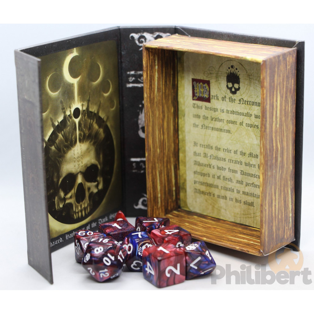 Set de 9 Dés JDR Elder Dice: Mark of the Necronomicon (Bone White on Blood)