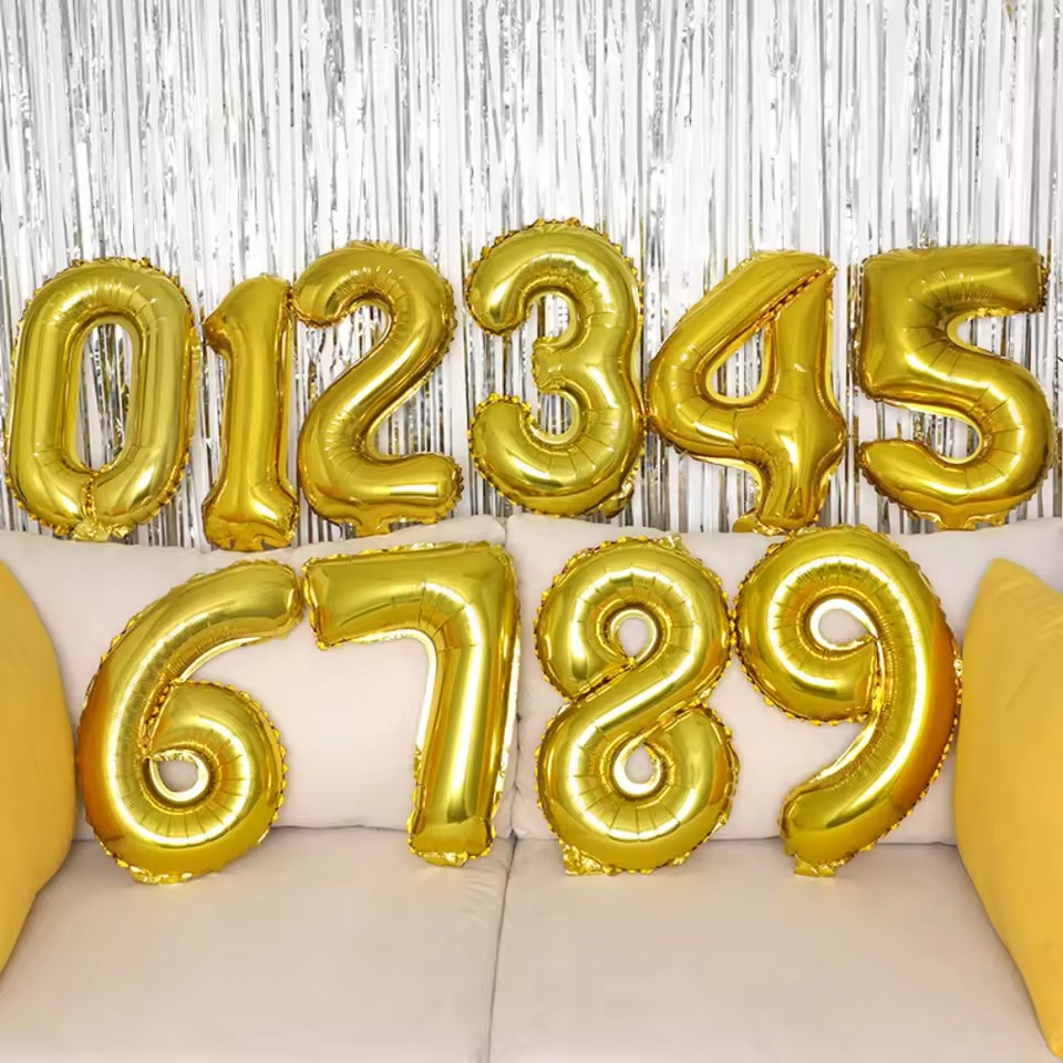 (80cm) Zahlen Ballon Geburtstags Party Luftballon Folienballon - Zahl 1 / Gold