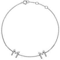 14 karaat witgouden armband met 2 letters of symbolen