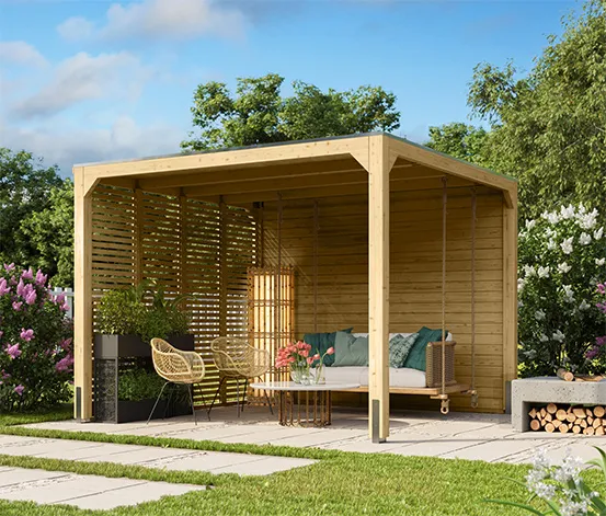 Karibu Pavillon mit 2 Schutz-Wänden, 28 mm (Markaska)