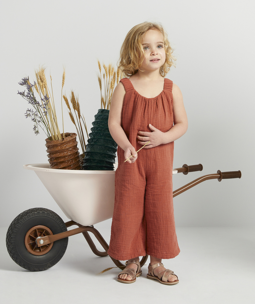 COMBIPANTALON ÉVOLUTIVE FILLE ROUILLE EN GAZE DE COTON