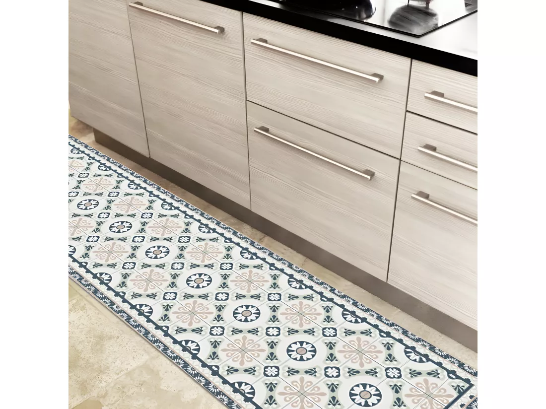Tapis Vinyle Médium l 50xL120cm - Carreaux de ciment Léonie - Vinyle