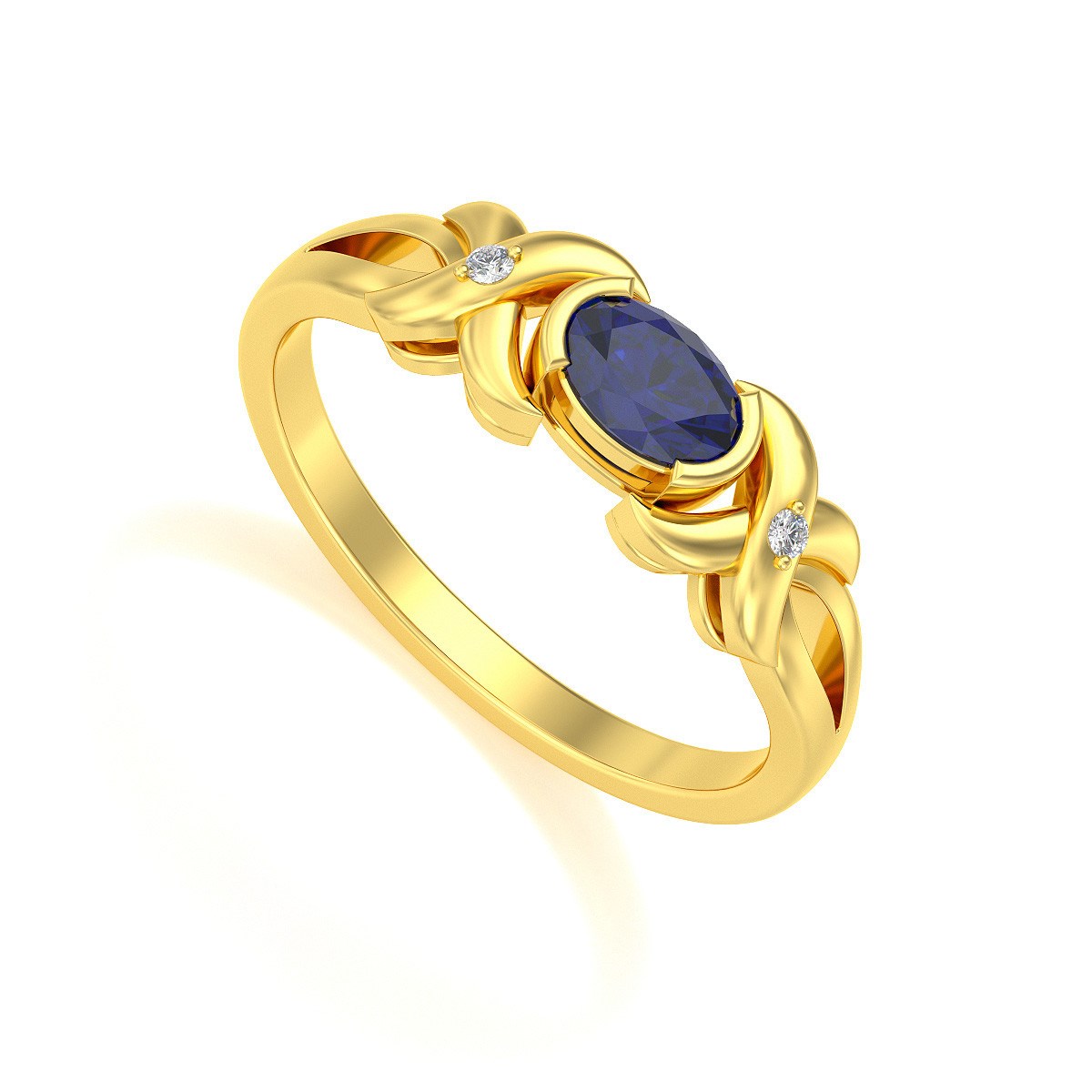 Bague ADEN Or 585 Jaune Saphir et diamants 1.966grs