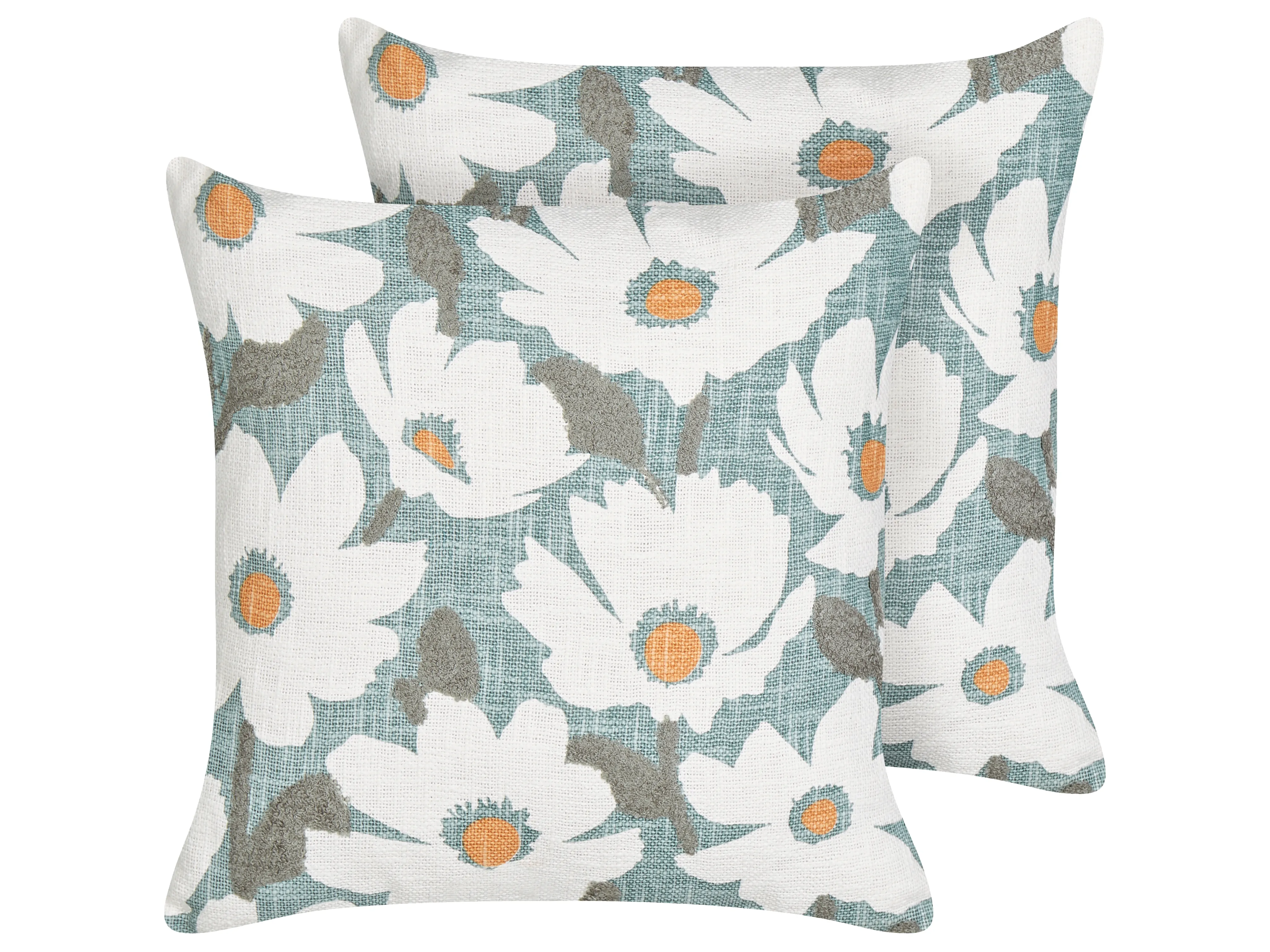 Set van 2 sierkussens JATROPHA Katoen 45 x 45 cm Lichtblauw bloempatroon