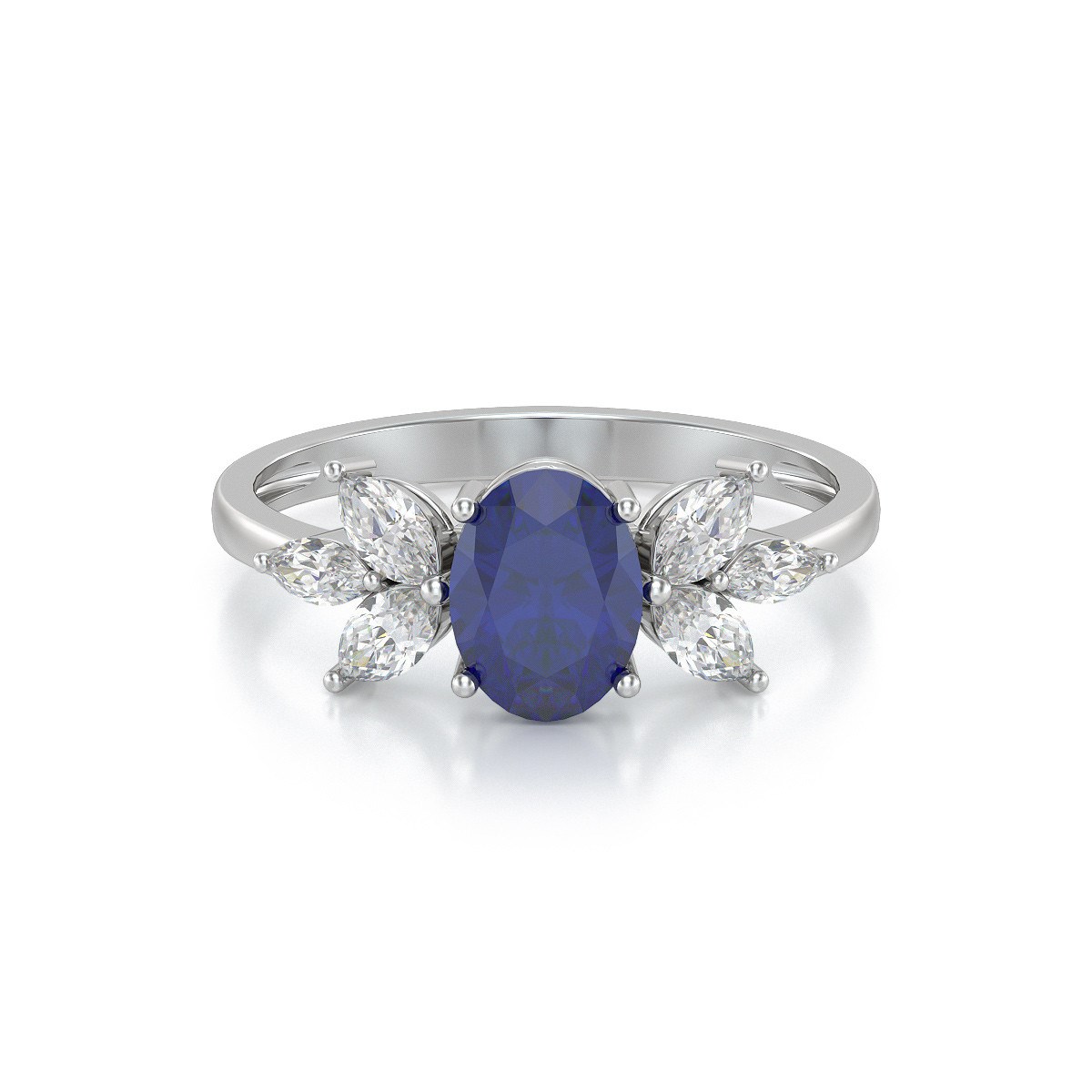 Bague ADEN Saphir et diamants sur Argent 925 1.938grs