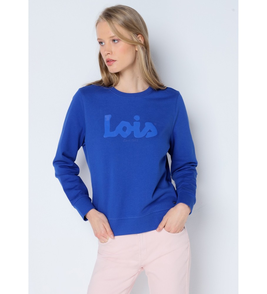 Moletom Lois com estampa puff azul
