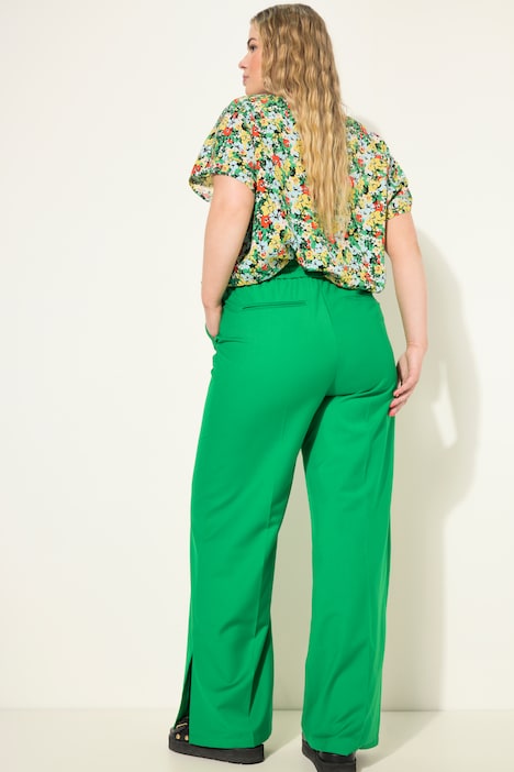 Hose, Wide Legs, Seitenschlitze, Elastikbund