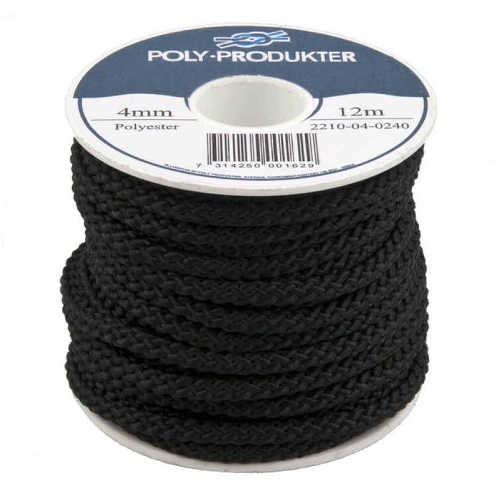 POLYESTERSILKELINE POLY-PRODUKTER Ø4MMX12M SVART
