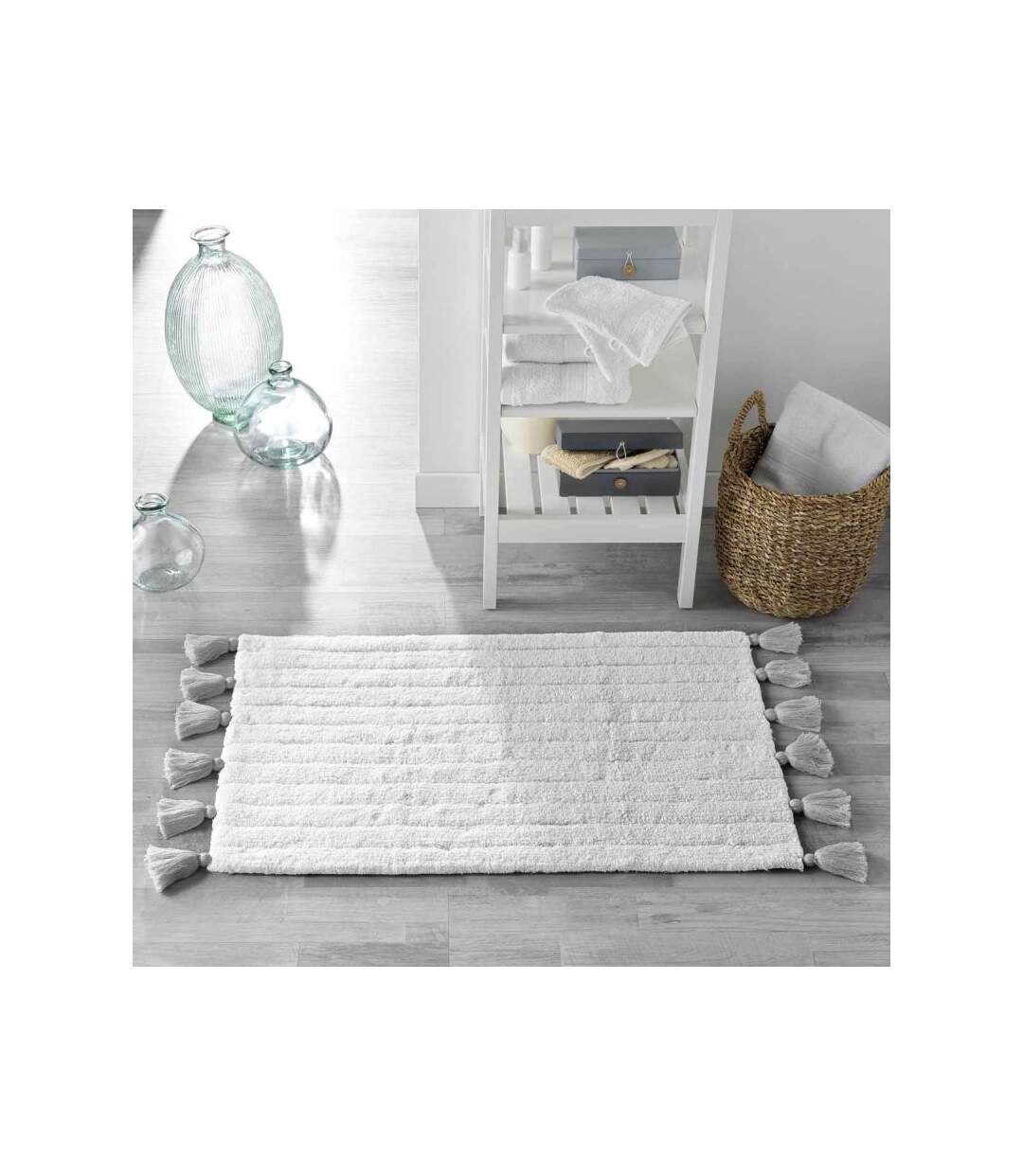 Tapis de Salle de Bain Minatis 50x80cm Blanc & Gris