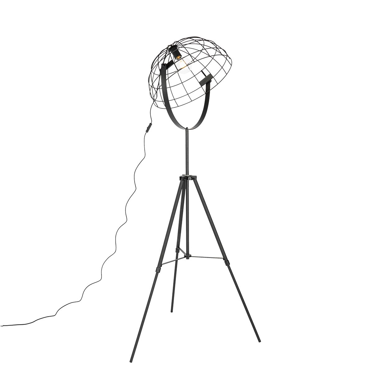 Industriële tripod vloerlamp zwart 50 cm verstelbaar - Hanze