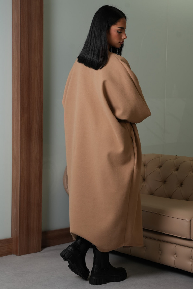 Veste beige foncé longue texturée