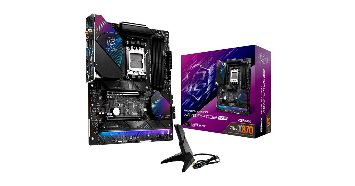 ASRockX870 Riptide WiFi socket AM5 moederbord  (RAID, 2.5 Gb-LAN, WLAN, BT, ATX)