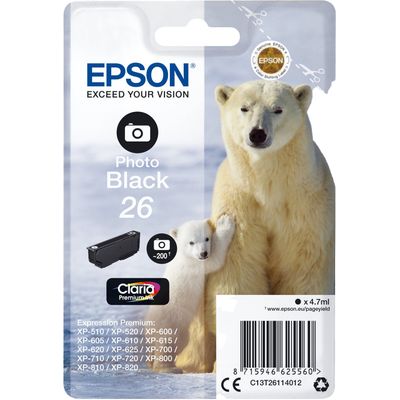 Epson 26 Ours polaire - noir photo - cartouche d'encre originale