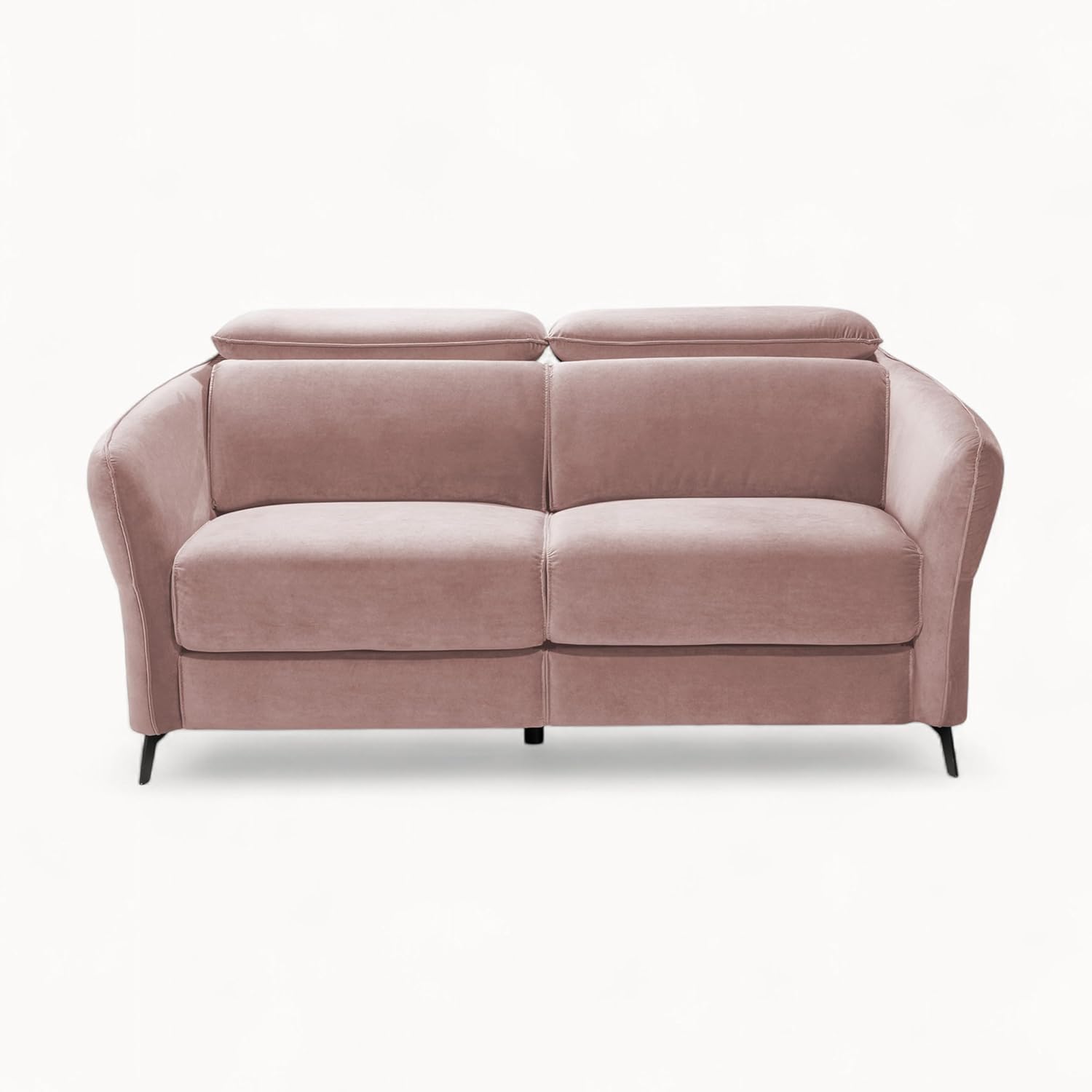 FENIKS Sofa 2 Sitzer - 2er Couch - 176 x 102 x 97 cm - mit elektrischer Relaxfunktion - verstellbar - Samt Stoff Velvet - wasserabweisend - Arona Rosa