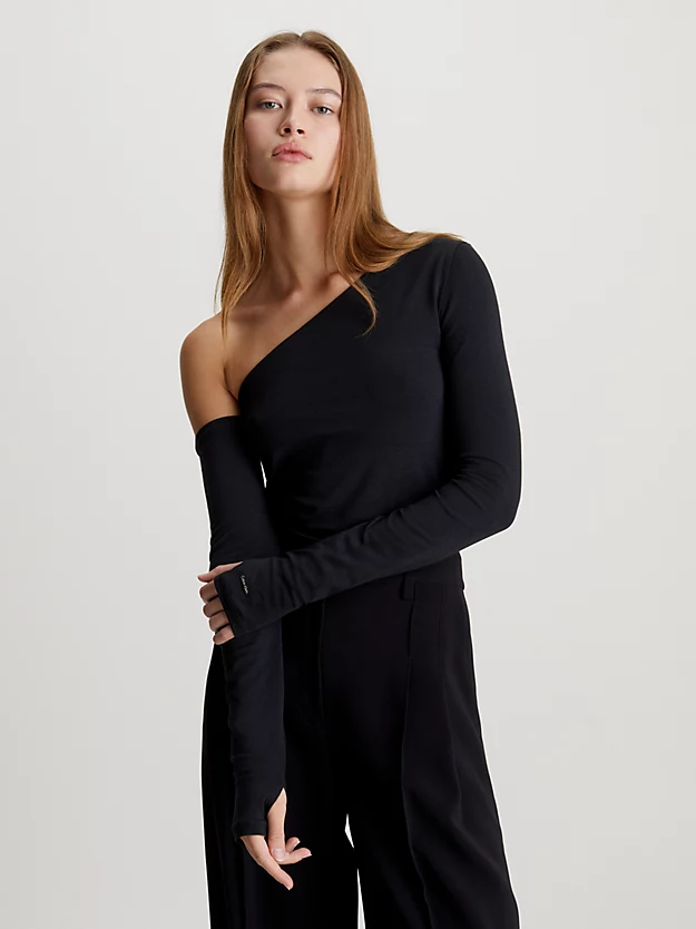 Blusa de um ombro só em algodão modal