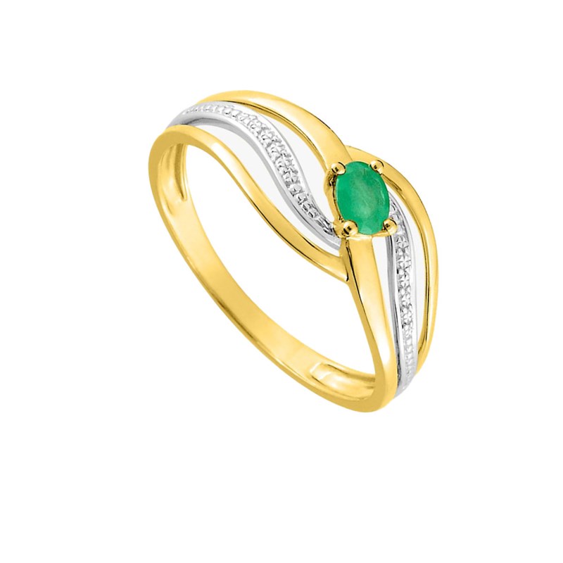 Bague femme - émeraude - Or 9 Carats