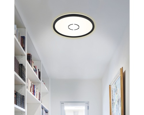 LED plafondlamp ultraplat 18W 2400 lm 4000K Ø 29,3 cm Vrij wit/zwart + achtergrondverlichtingseffect
