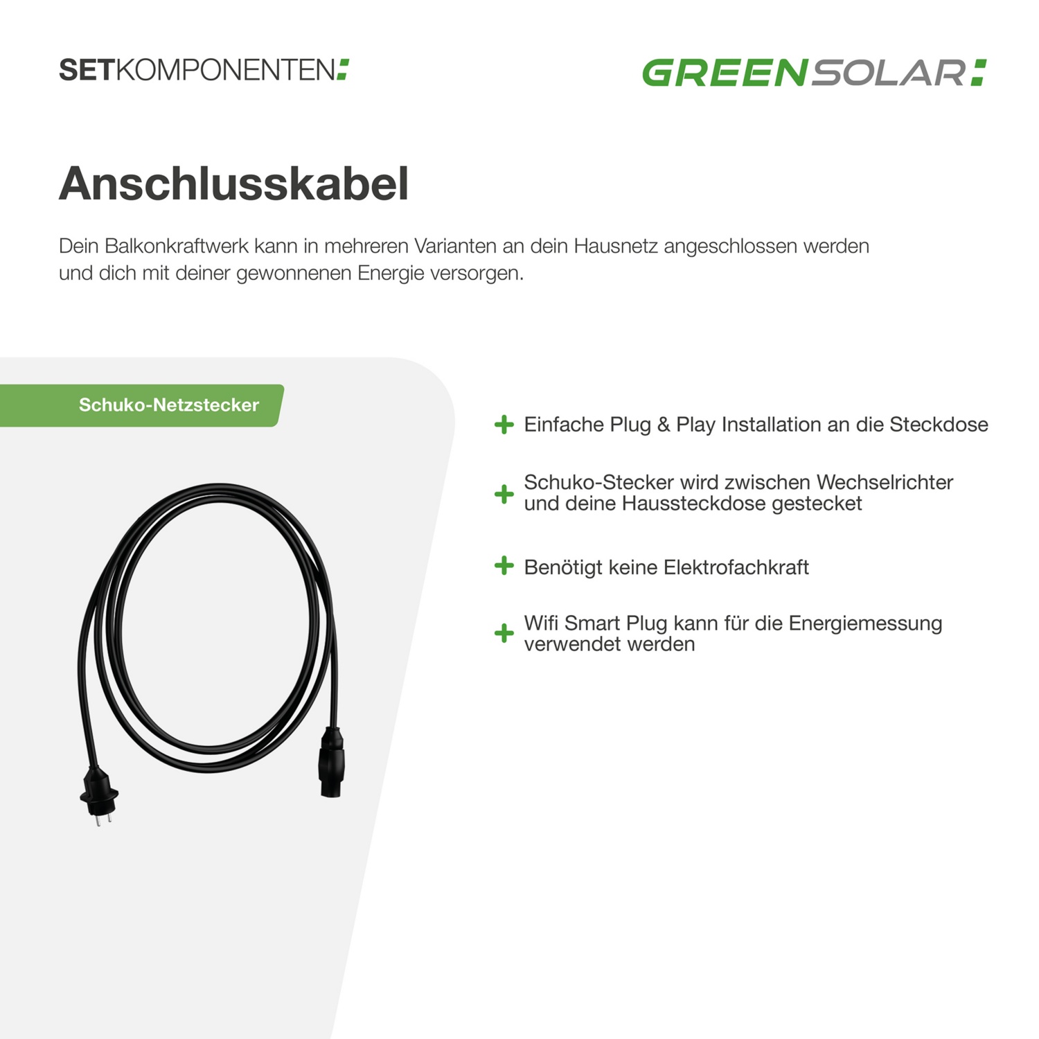 GREEN SOLAR Balkonkraftwerk 900/800 W inkl. Batterie
