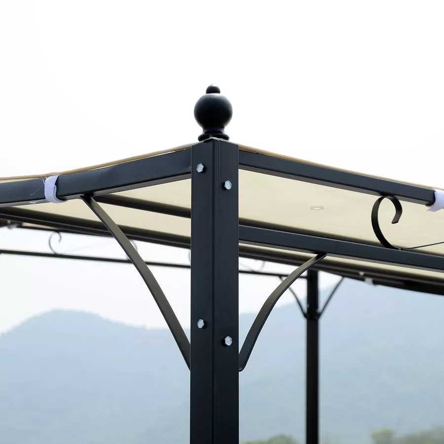 Outsunny Gartenpavillon mit geschwungenem Dach cremeweiß, schwarz