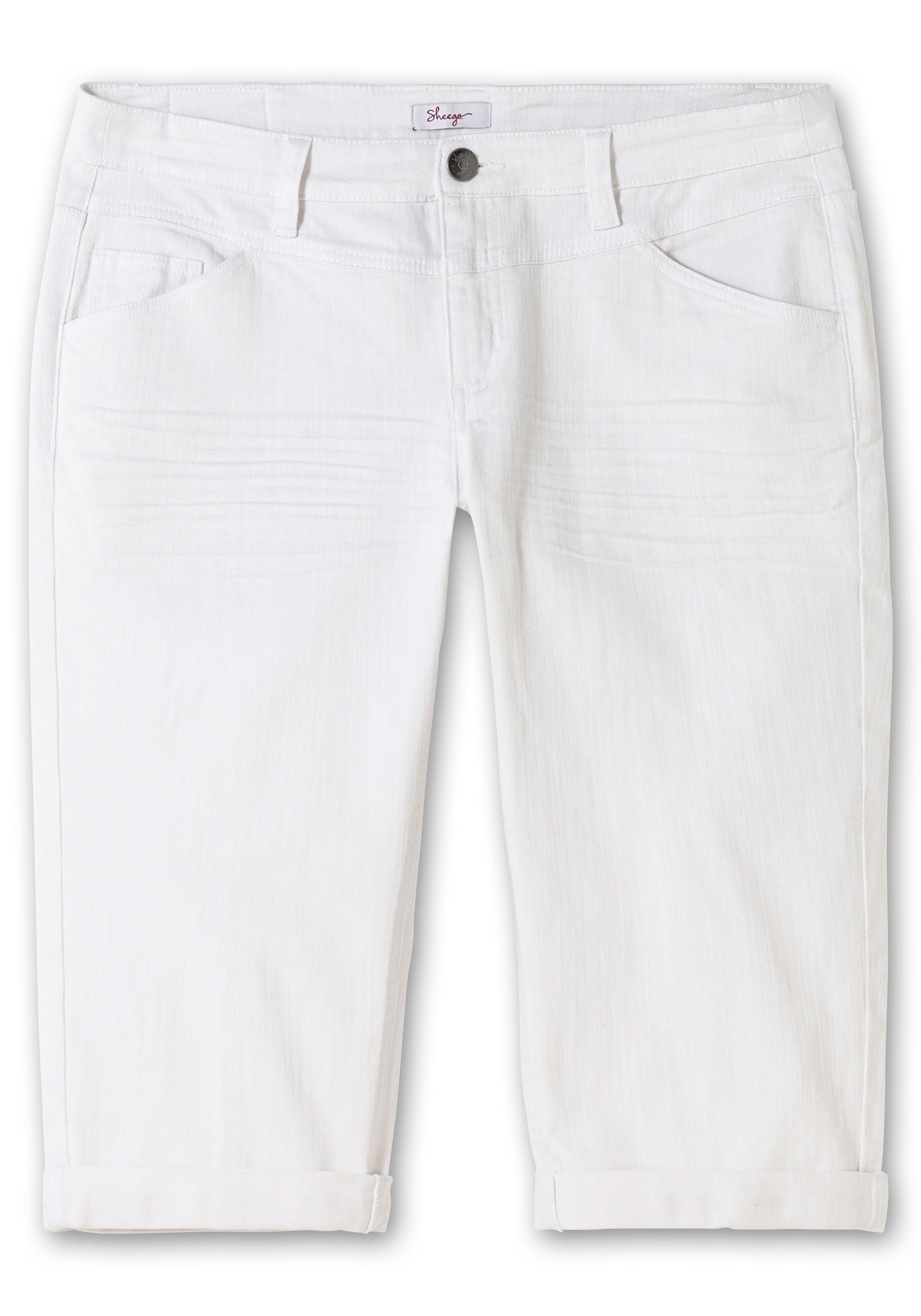 Schmale Caprijeans mit Used-Effekten