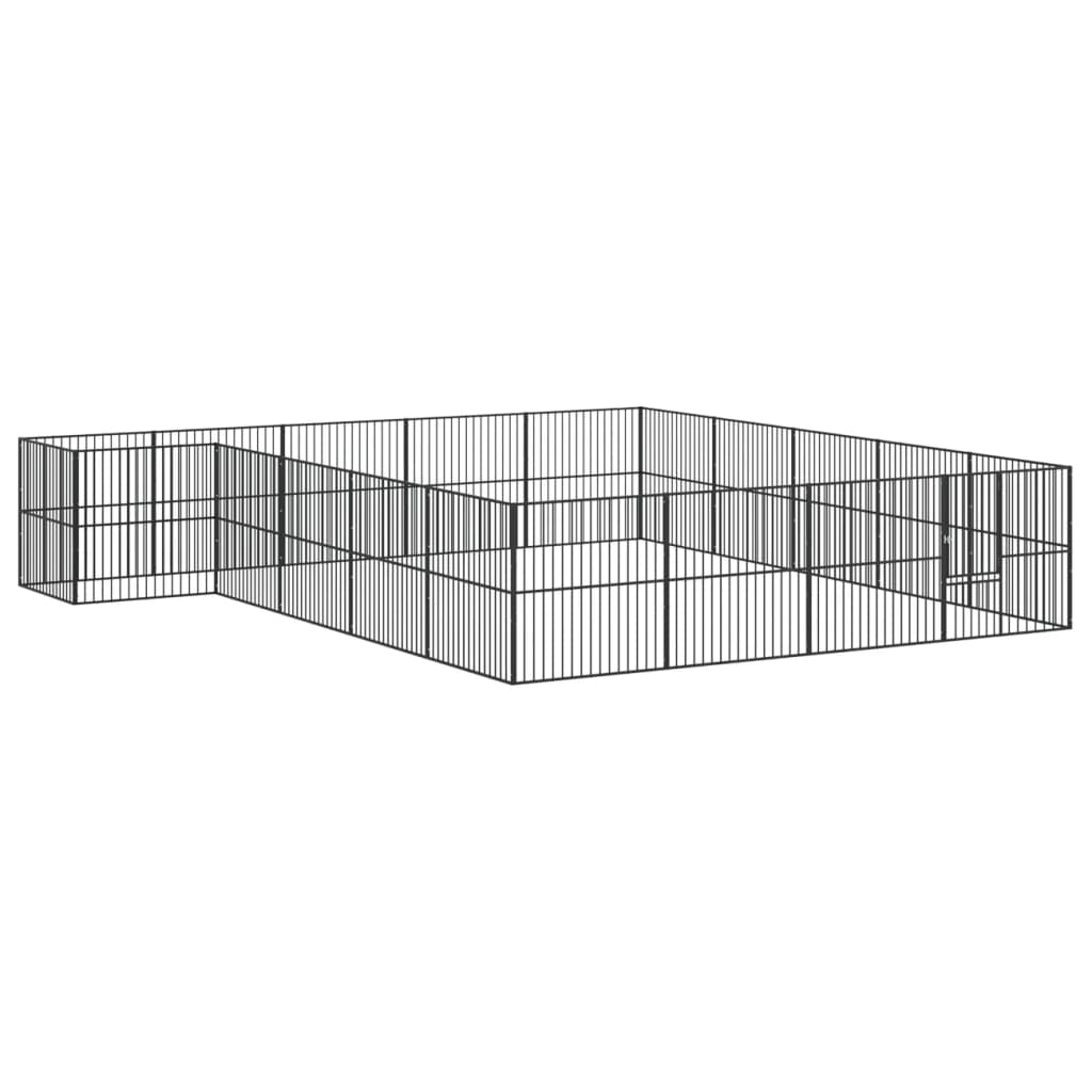 Parque para cães vidaXL com 12 painéis, aço galvanizado preto