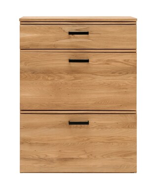 VALMONDO Klappenkommode LIDO 80 x 108 cm Astige Eiche massiv naturbelassen geölt