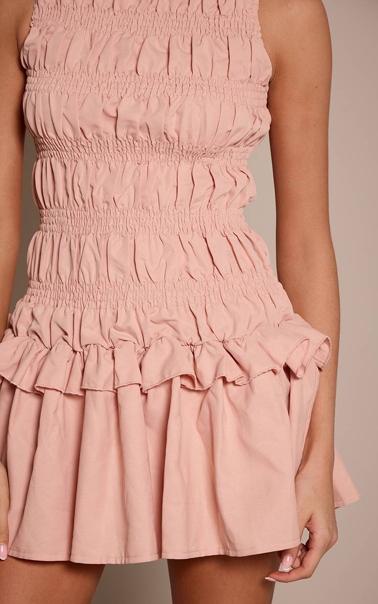 Rose Bébé Robe Droite Ajustée À Volants Froncés