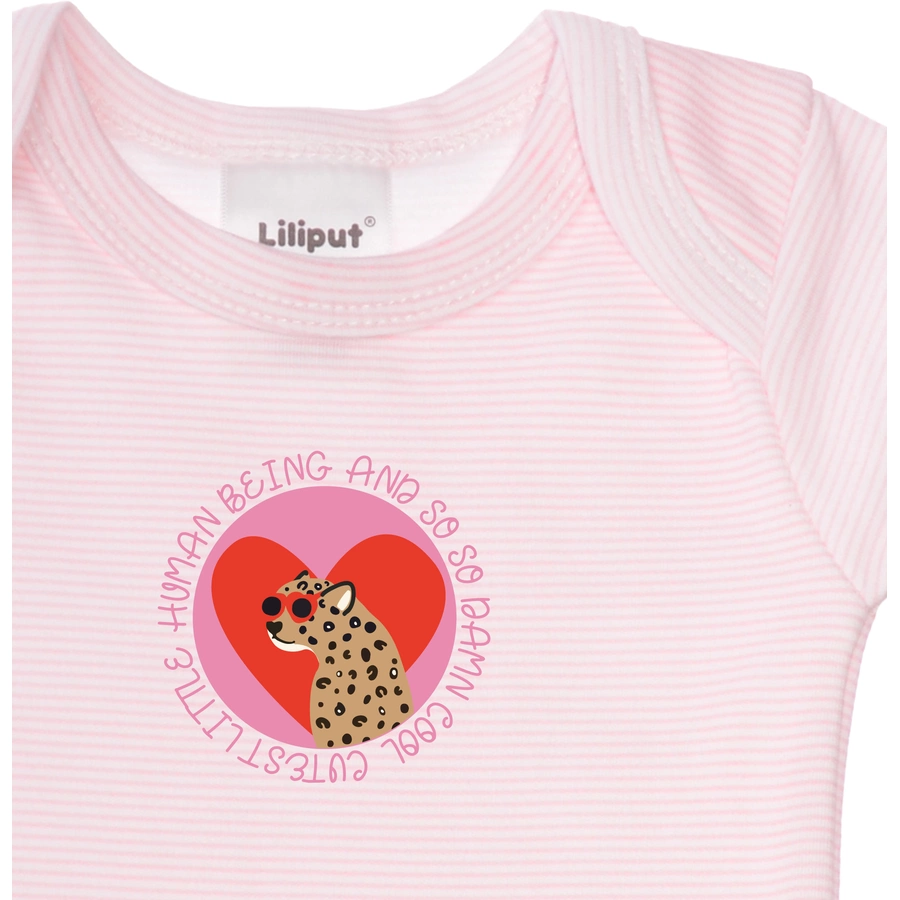 Liliput Baby-Bodies im 2er Set große Liebe grau-melange rosa gestreift