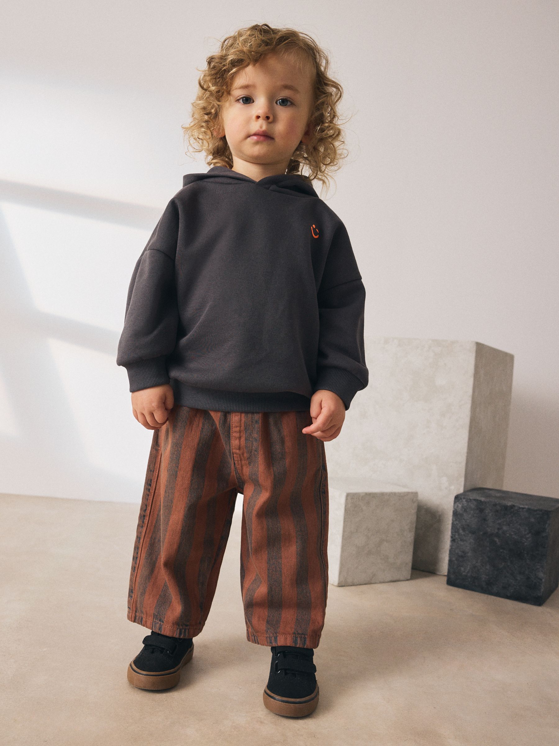 Roestbruin gestreept - Wijde broek met elastische taille (3mnd-7jr)