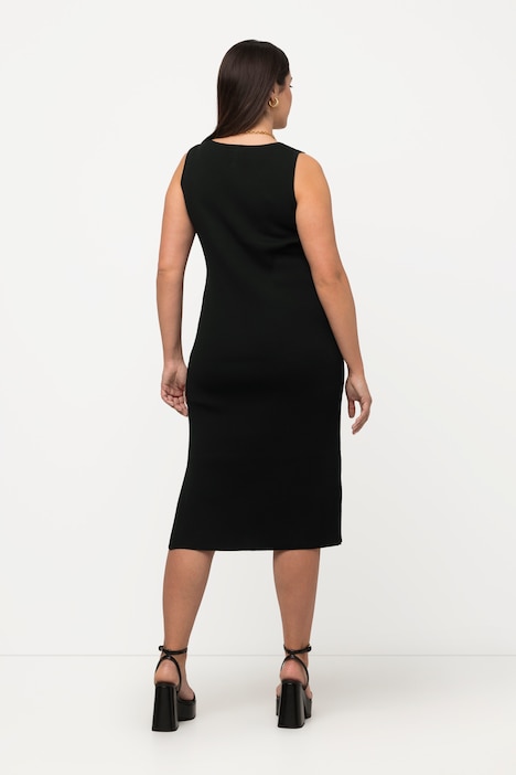 Strick-Midikleid, Slim, Rundhals, ärmellos, Feinstrick
