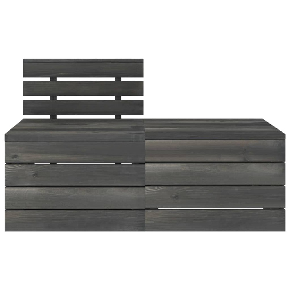 Salon de jardin palette meuble d'extérieur ensemble de mobilier 3 pièces bois de pin massif gris foncé