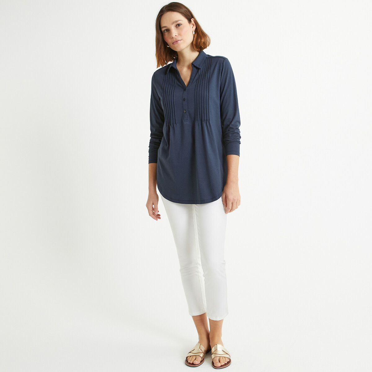 ANNE WEYBURN<br>Camiseta polo de manga comprida/gola alta
