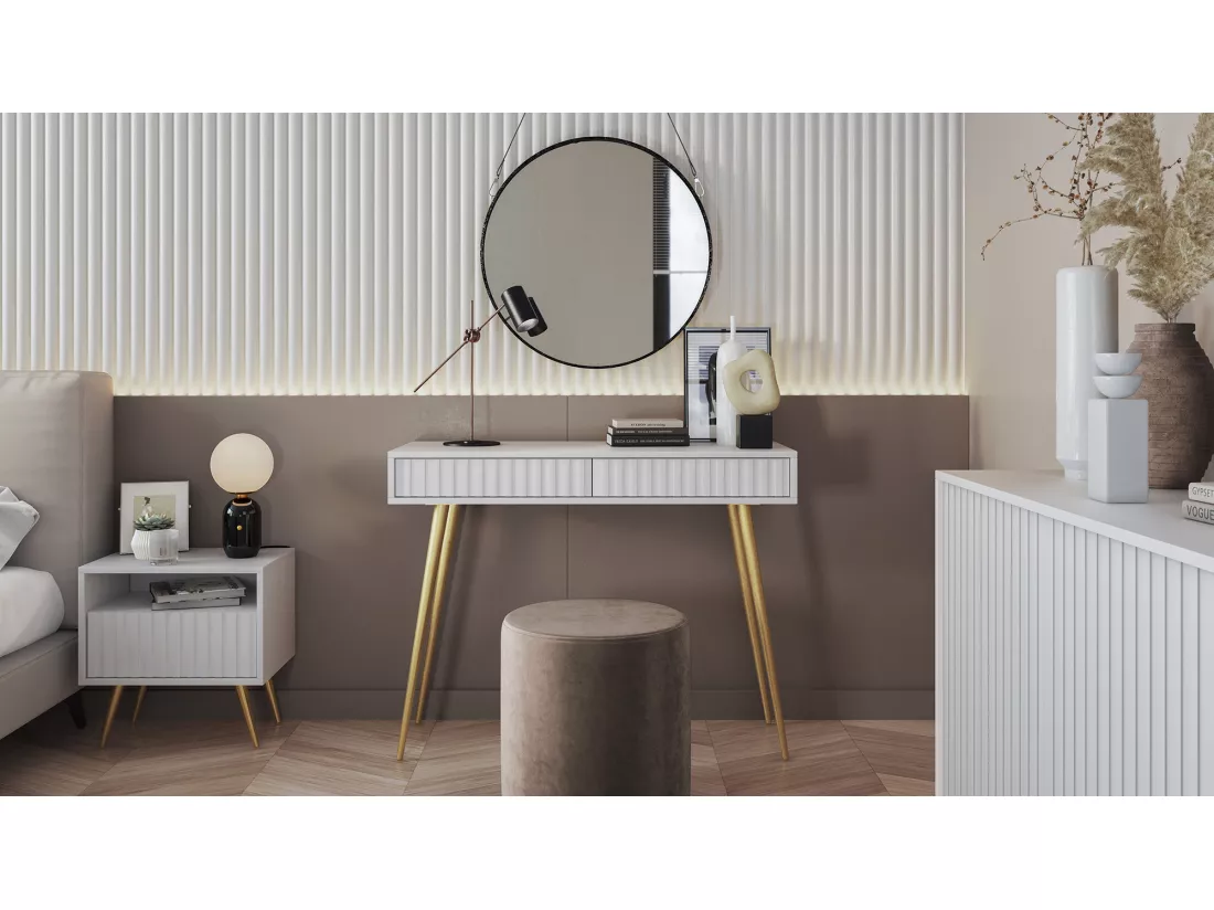 Coiffeuse - 104 cm - blanc - Bello