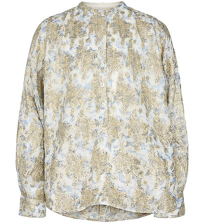 Sofie Schnoor Girls Skjortebluse - Hvid/LyseBlå m. Guld