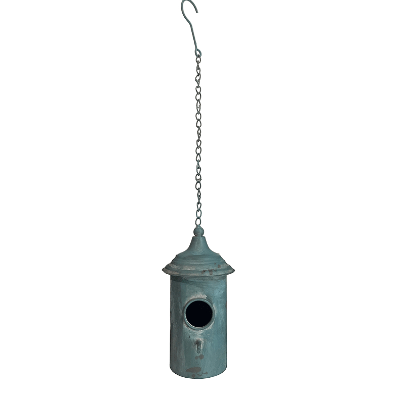 Nichoir oiseaux à suspendre vintage bleu 11x24cm