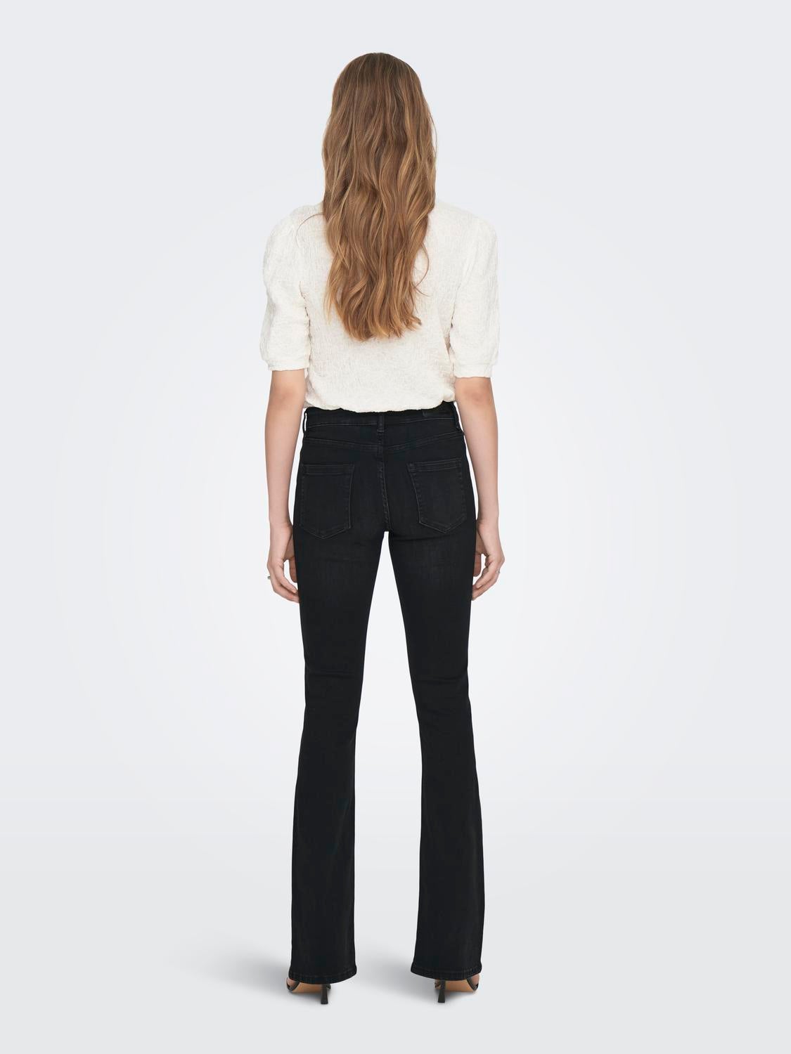 ONLBLUSH Mittlere Taille Ausgestellt Jeans Washed Black