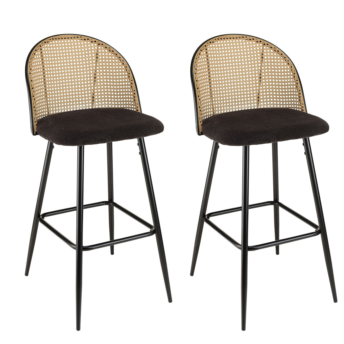 Macabane 2 Tabourets de bar Léa noirs - 48x54x102 cm