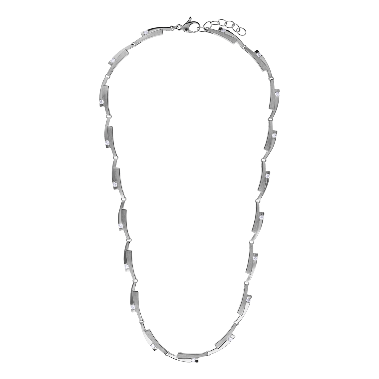 Zilveren ketting mat/glans met zirkonia