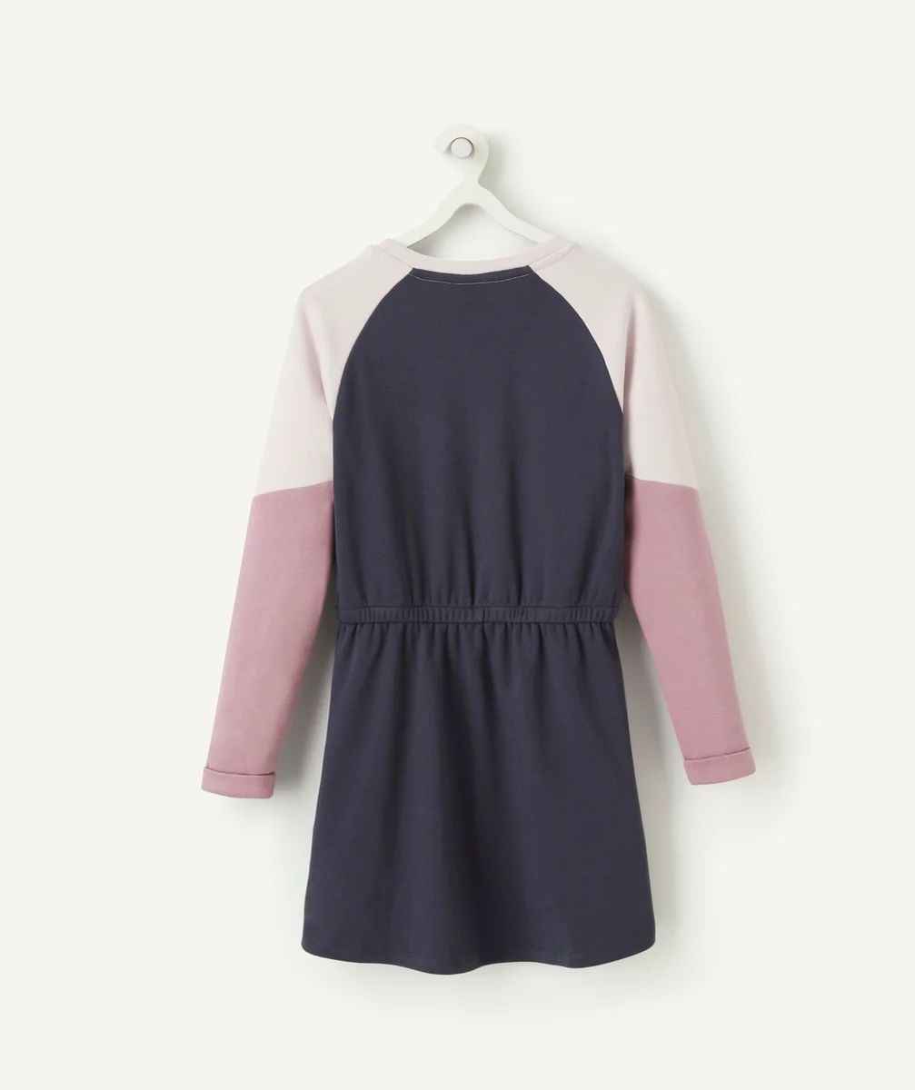 ROBE FILLE COLORBLOCK VIOLET ET BLEU MARINE