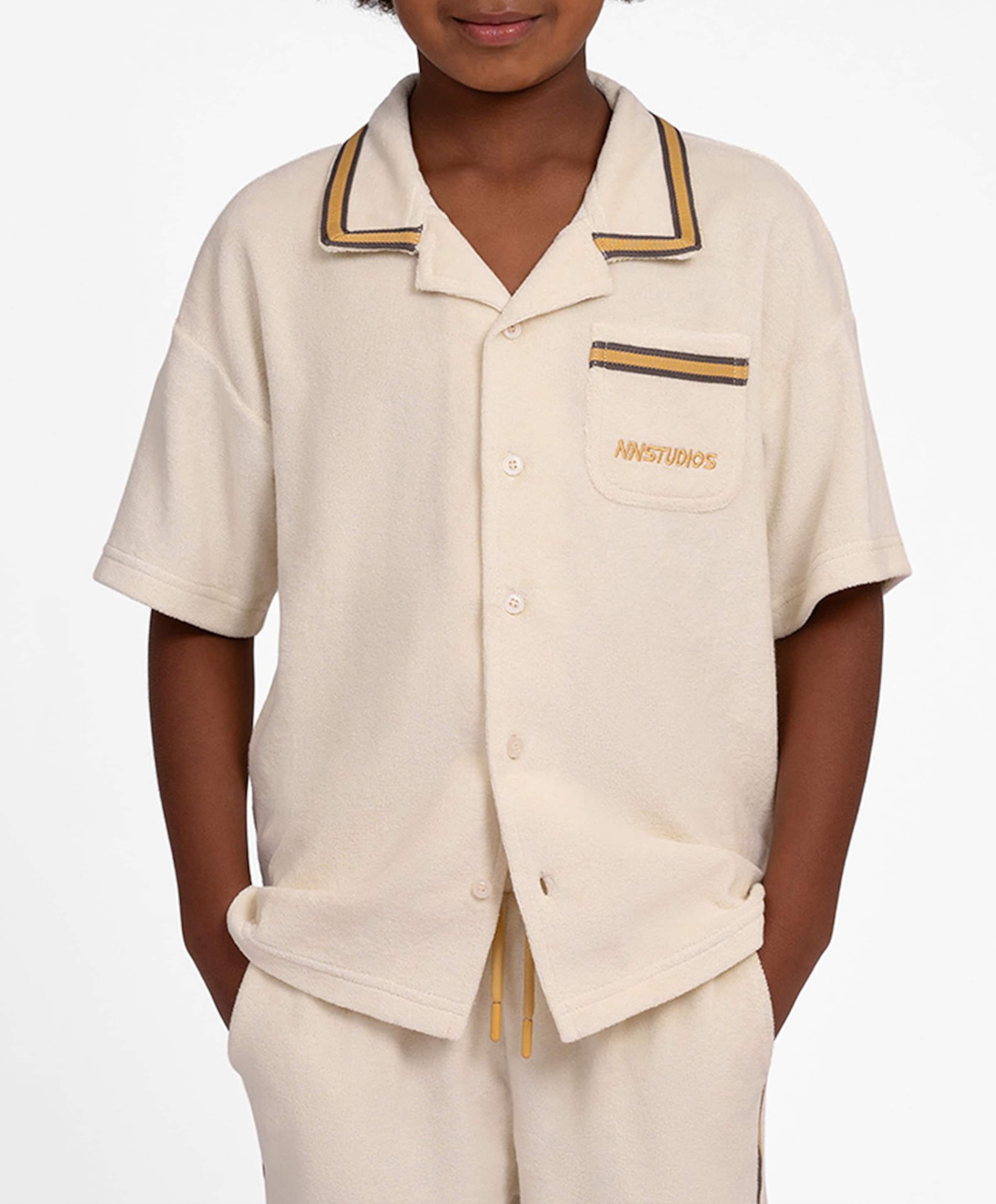 NIK & NIK Jongens overhemd korte mouw beige